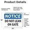 Signmission Do Not Lean On Gate, 24 in W x Rectangle, Vinyl Decal OS-2PACK-NS-D-1824-L-11290 - alternate 4